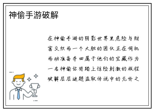 神偷手游破解
